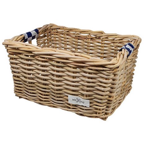 Wicked Rieten Fietsmand L Navy Checker naturel Wicked Rieten Fietsmand L Navy Checker naturel