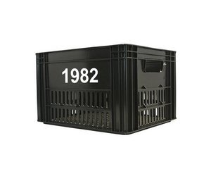 Kunststof Fietskrat Zwart met Jaartal - Fiets-stoeltje.nl