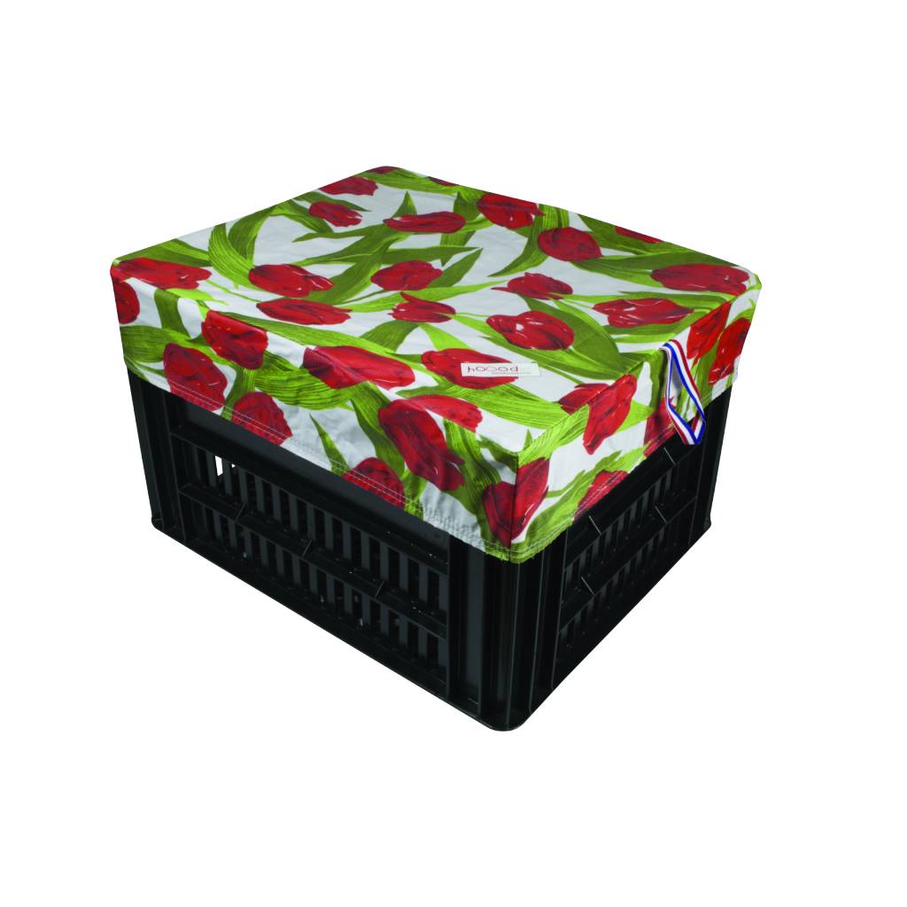 Fietskrat Hoes Kratcover Medium Tulips Red