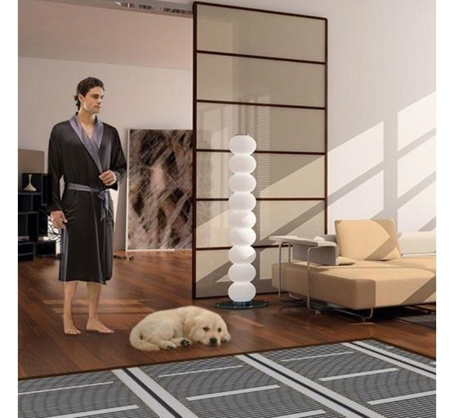 100 cm - 80Watt m² infrarood vloerverwarming set draadloze V3 thermostaat