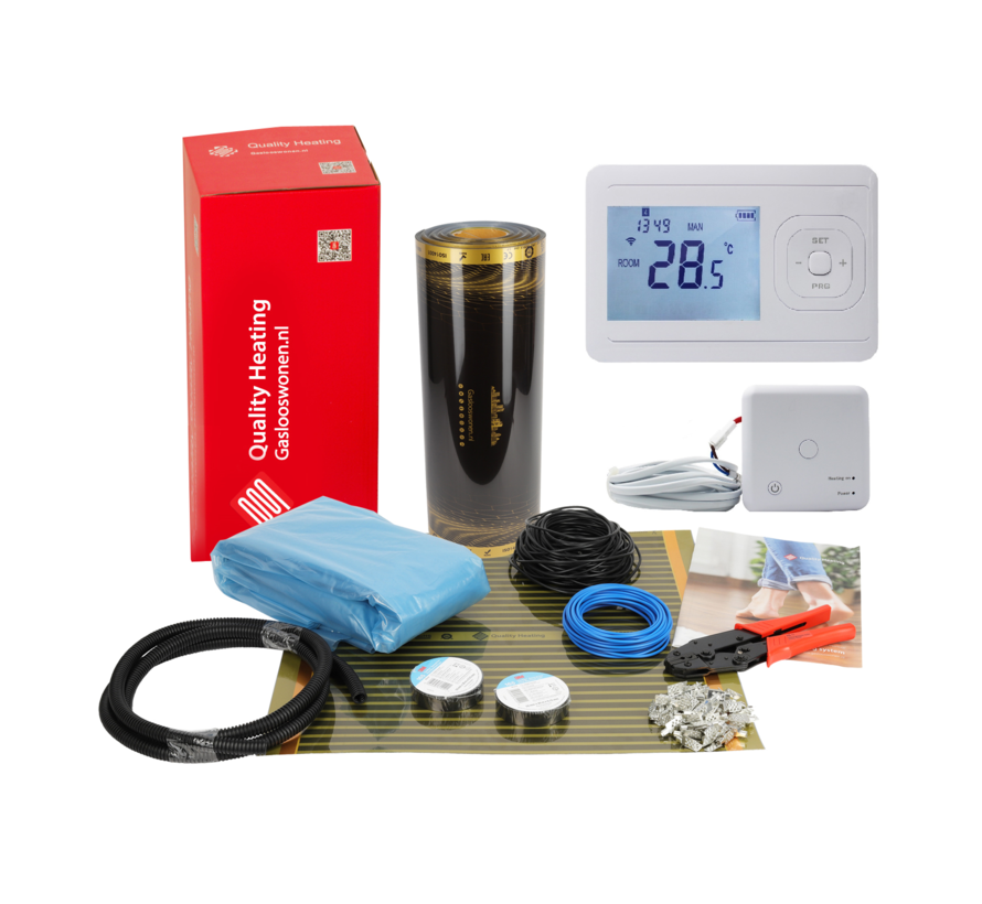 100 cm - 80Watt m² infrarood vloerverwarming set draadloze V3 thermostaat