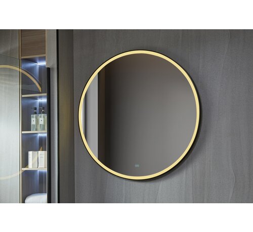 Bella Mirror Spiegel rond 100 cm met zwart frame, led verlichting en anti-condens