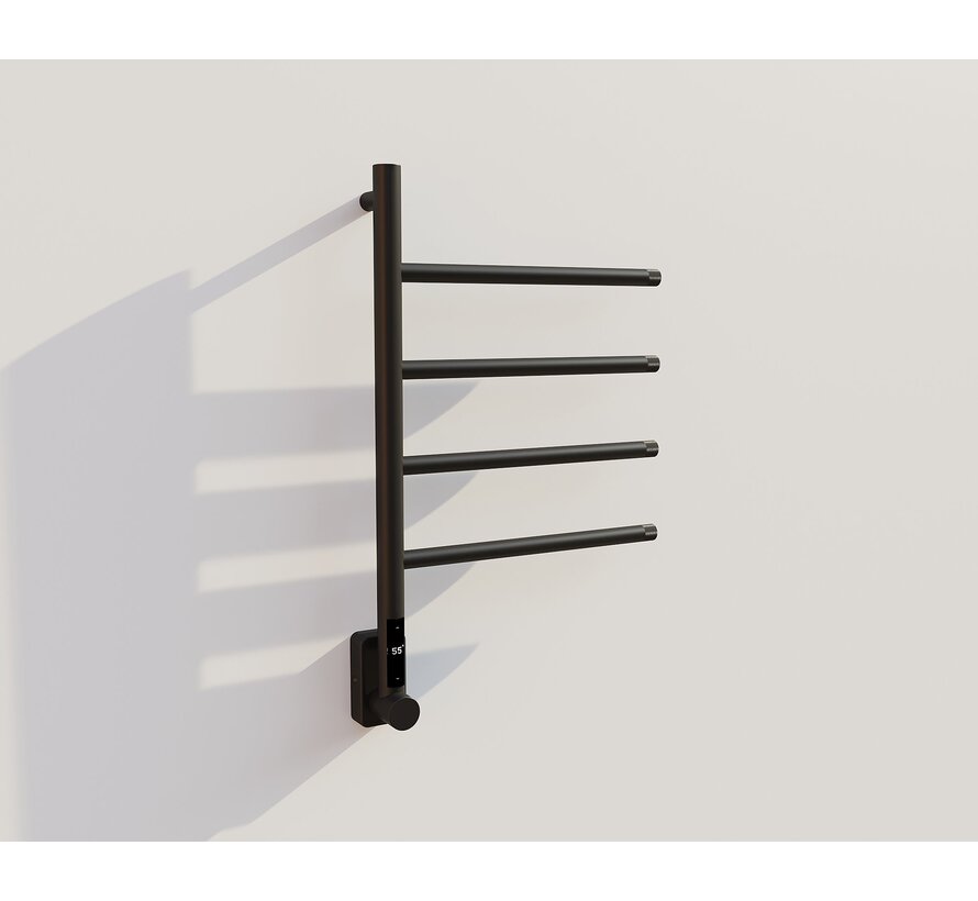 Elektrische handdoek radiator black met thermostaat