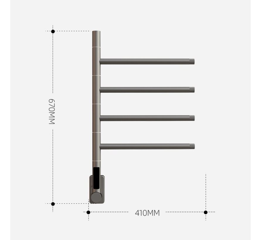 Elektrische handdoek radiator black met thermostaat