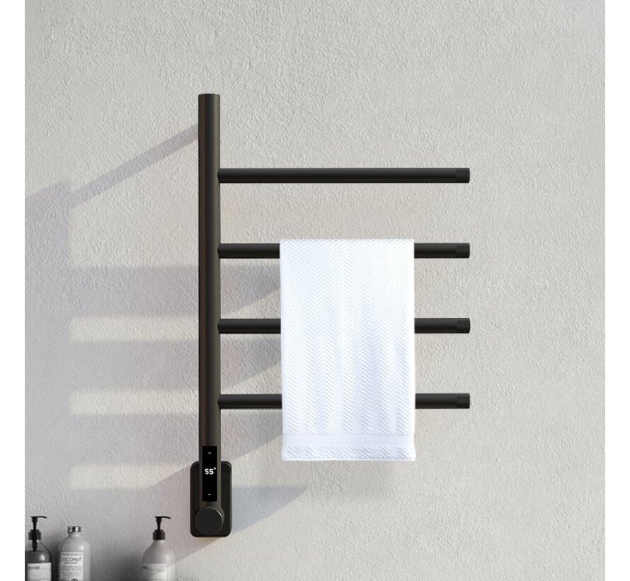 Elektrische handdoek radiator black met thermostaat