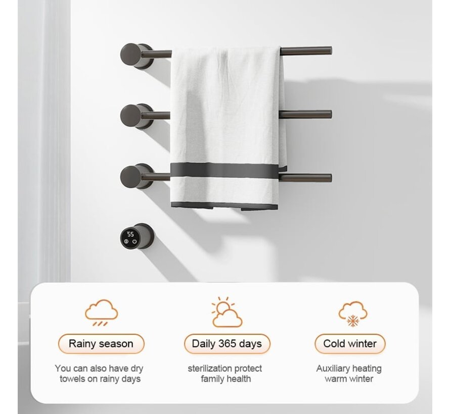 Elektrische handdoek radiator zwart met thermostaat L-SR0003-B