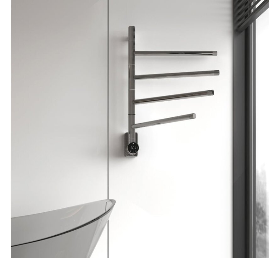 Elektrische handdoek radiator metal look met thermostaat