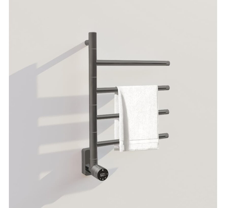 Elektrische handdoek radiator metal look met thermostaat
