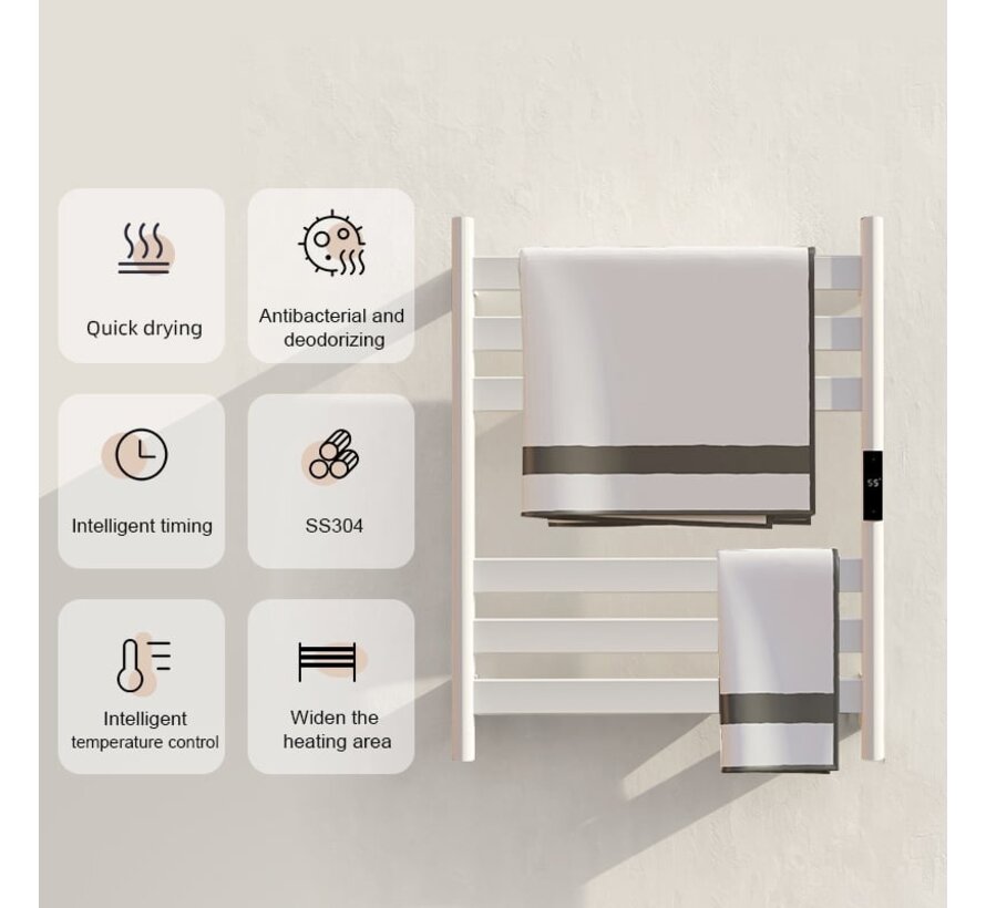 Elektrische handdoek radiator zwart met thermostaat A-CS06G-W