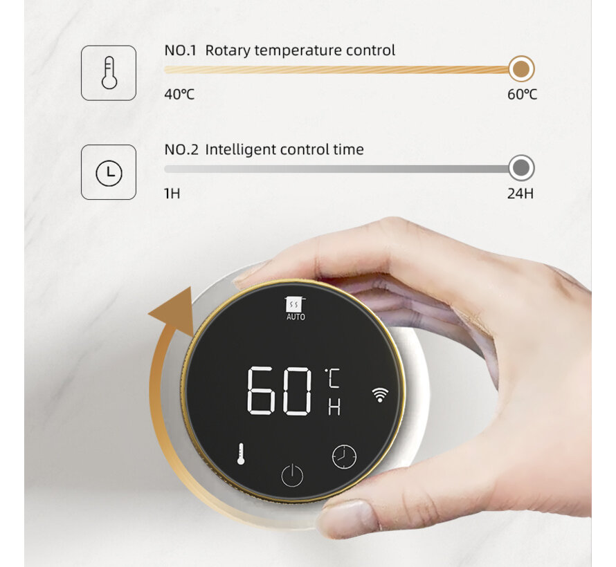 Elektrische handdoek radiator gold met thermostaat