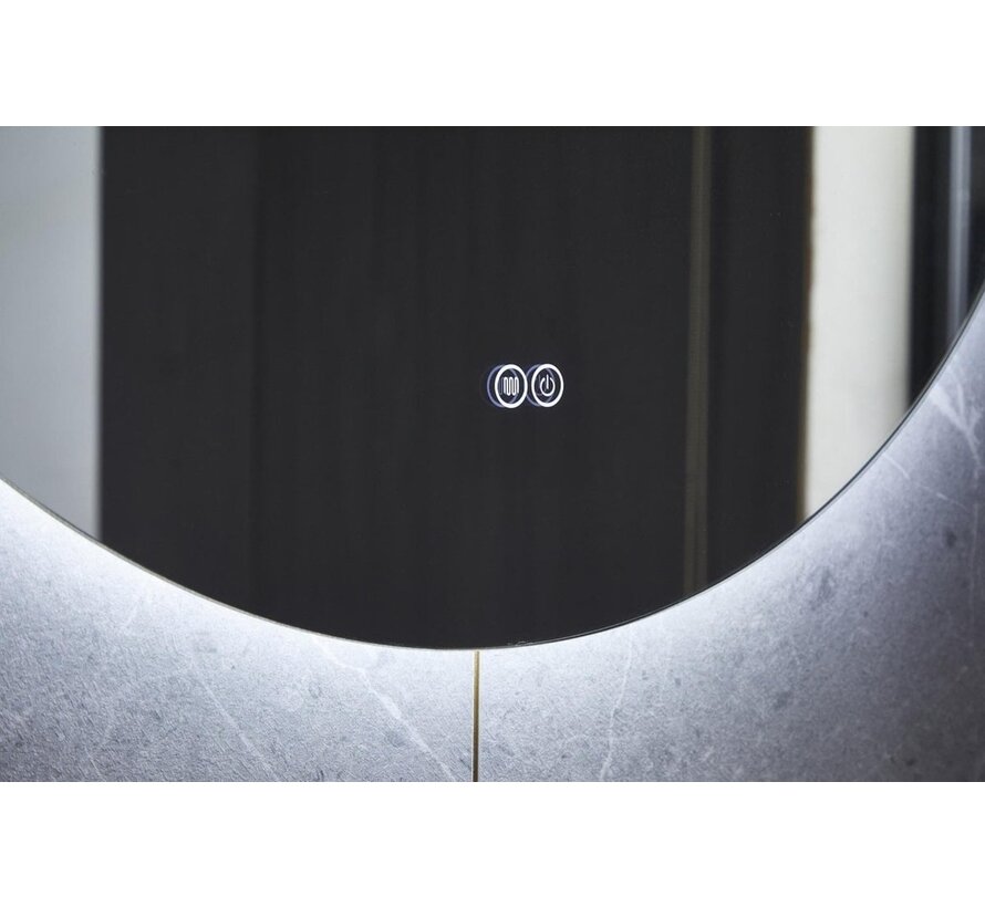 Spiegel rond 100 cm frameloos, rondom led verlichting en anti-condens