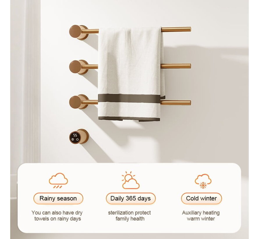 Elektrische handdoek radiator gold met thermostaat L-SR0003-T