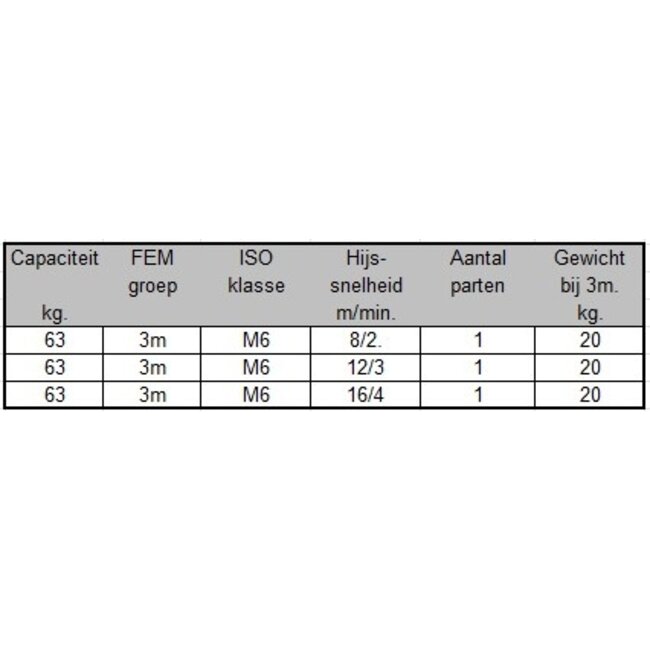 SWF Elektrische kettingtakels 63 kg