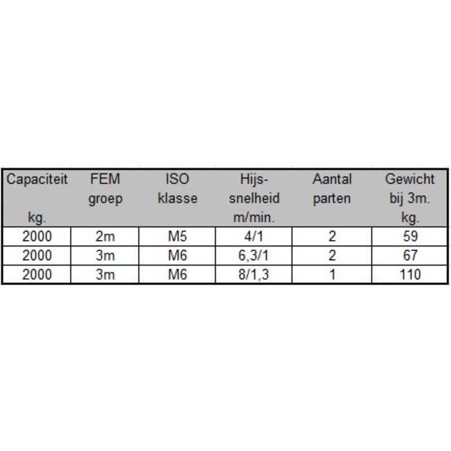 SWF Elektrische kettingtakels 2000kg.