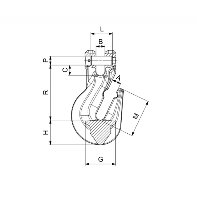 Cartec inkort gaffelhaak met borging grade 100