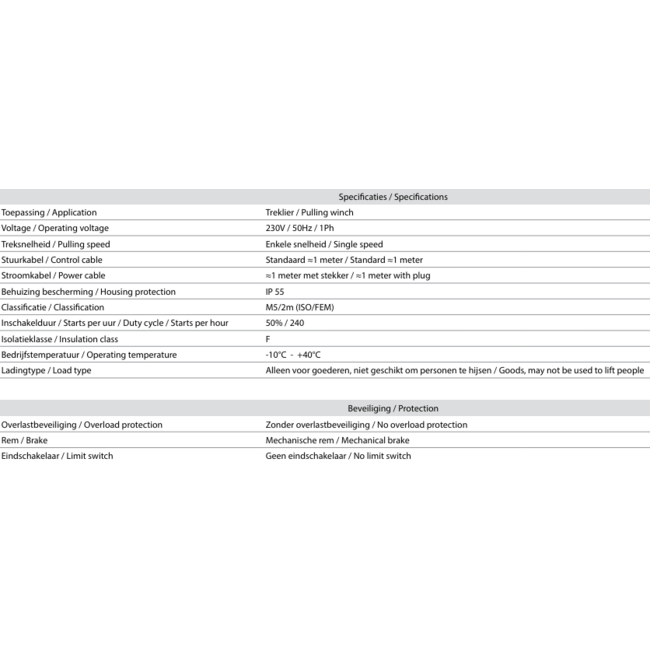 Delta Elektrische Kaapstanderlier MRV met voetbediening - 230V