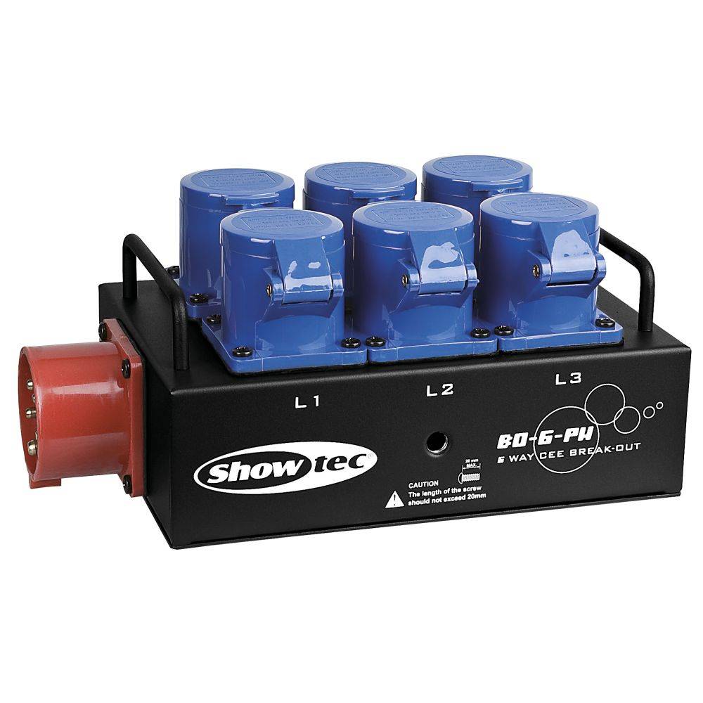 Showtec BO-6-PWC krachtstroomverdeler 16A/5P naar 6x 16A/3P afbeelding