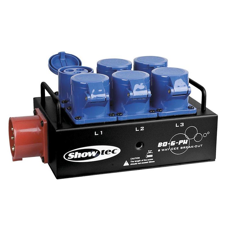 BO-6-PWC krachtstroomverdeler 16A/5P naar 6x 16A/3P