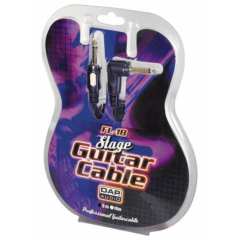 DAP STAGE-GIG Gitaarkabel 6mm 6m haakse jack connector STAGE-GIG Gitaarkabel 6mm 6m haakse jack connector