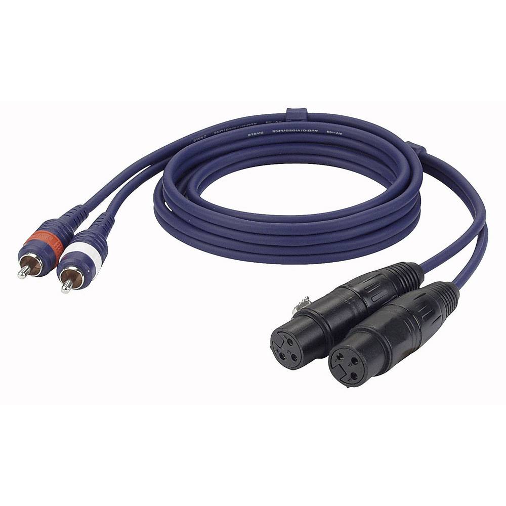 DAP FL25 verloopkabel 2x XLR female naar 2x RCA 3m afbeelding