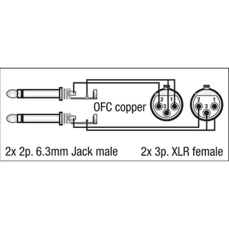 DAP FL43 verloopkabel 2x XLR female naar 2x Jack 150cm FL43 verloopkabel 2x XLR female naar 2x Jack 150cm