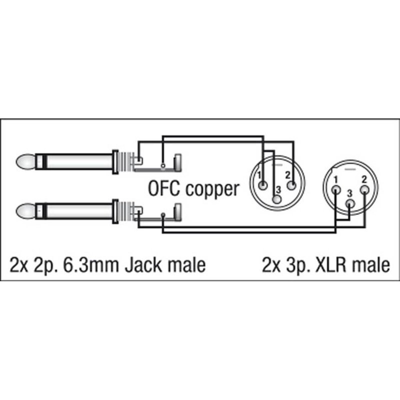 DAP FL44 verloopkabel 2x XLR male naar 2x Jack 150cm FL44 verloopkabel 2x XLR male naar 2x Jack 150cm