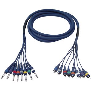 DAP FL64 Multikabel 8x Mono jack naar 8x RCA male 3m