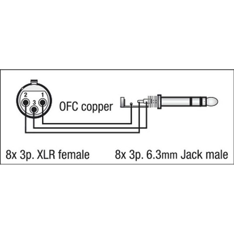 DAP FL67 Multikabel 8x XLR female naar 8x Stereo jack 3m FL67 Multikabel 8x XLR female naar 8x Stereo jack 3m