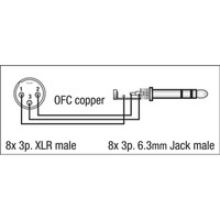 FL68 Multikabel 8x XLR male naar 8x Stereo jack 3m