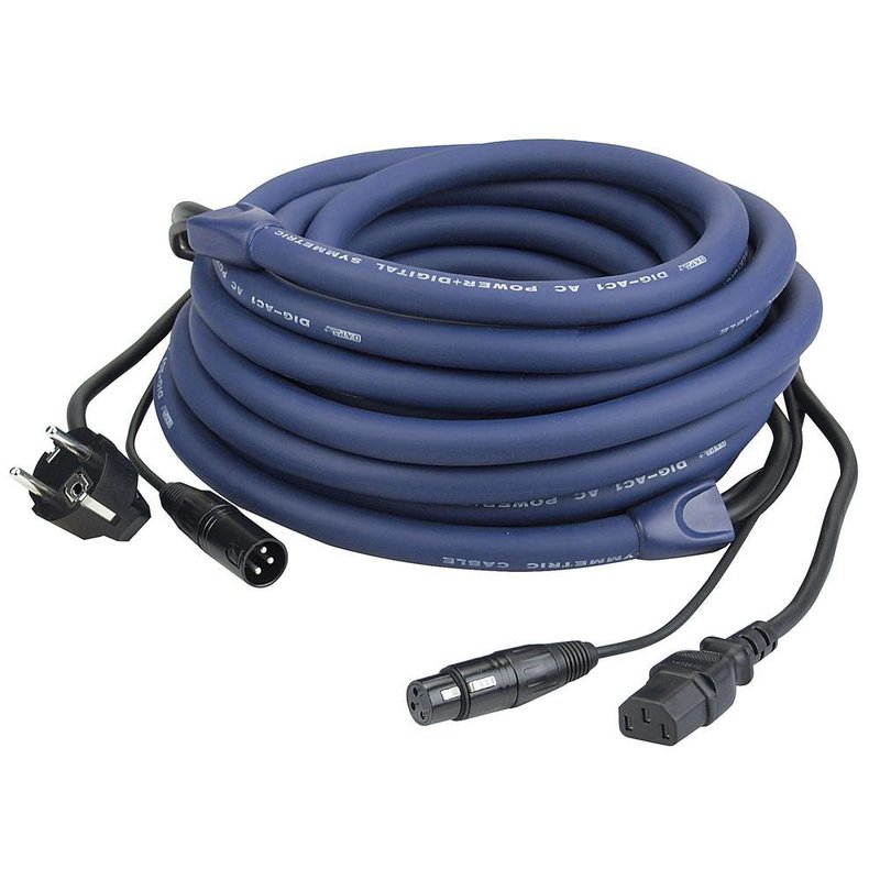 DAP Schuko en XLR male naar Euro en XLR female kabel 15m Schuko en XLR male naar Euro en XLR female kabel 15m