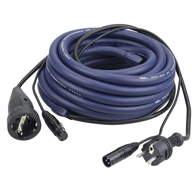 DAP Schuko en XLR female naar schuko en XLR male kabel 20m Schuko en XLR female naar schuko en XLR male kabel 20m