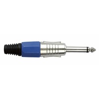 DAP 6,3mm Jackplug mono zilver met blauw eindkapje 6,3mm Jackplug mono zilver met blauw eindkapje
