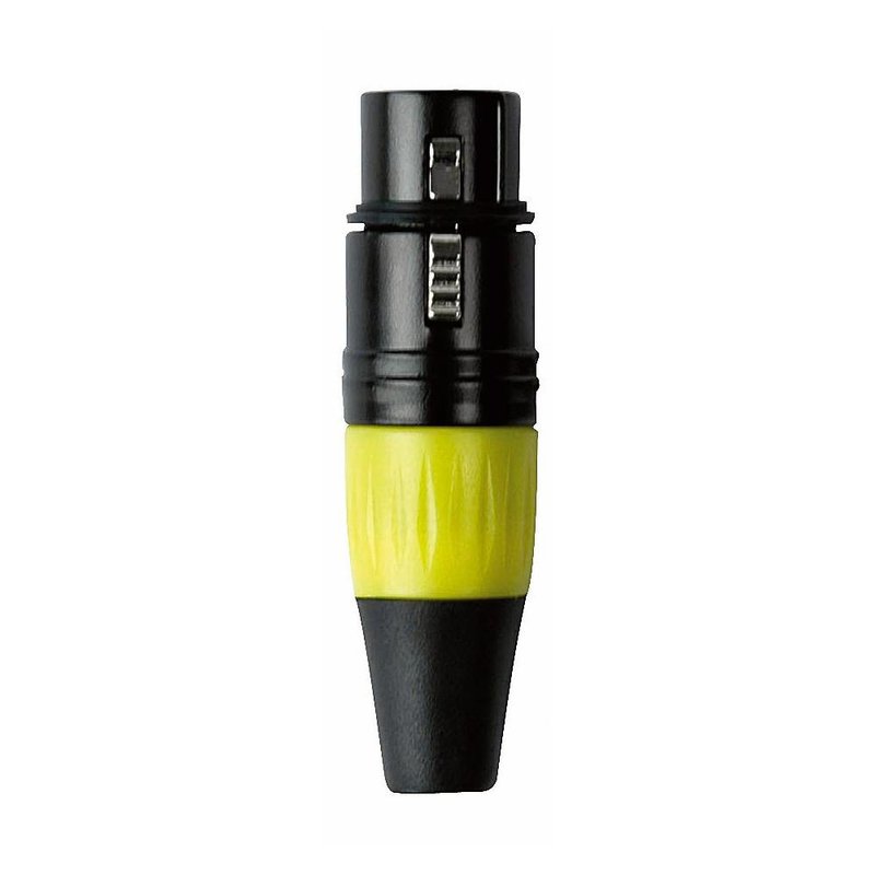 XLR plug 3p female zwart met gele tule