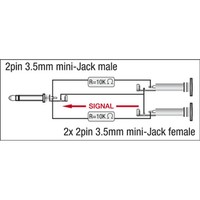 Xcaliber XGA40 2x Mono Mini Jack naar 1x Mono Mini Jack verloopplug