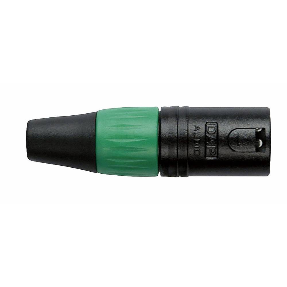 DAP XLR plug 3p male zwart met groene tule