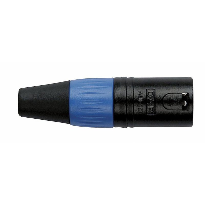 DAP XLR plug 3p male zwart met blauwe tule XLR plug 3p male zwart met blauwe tule