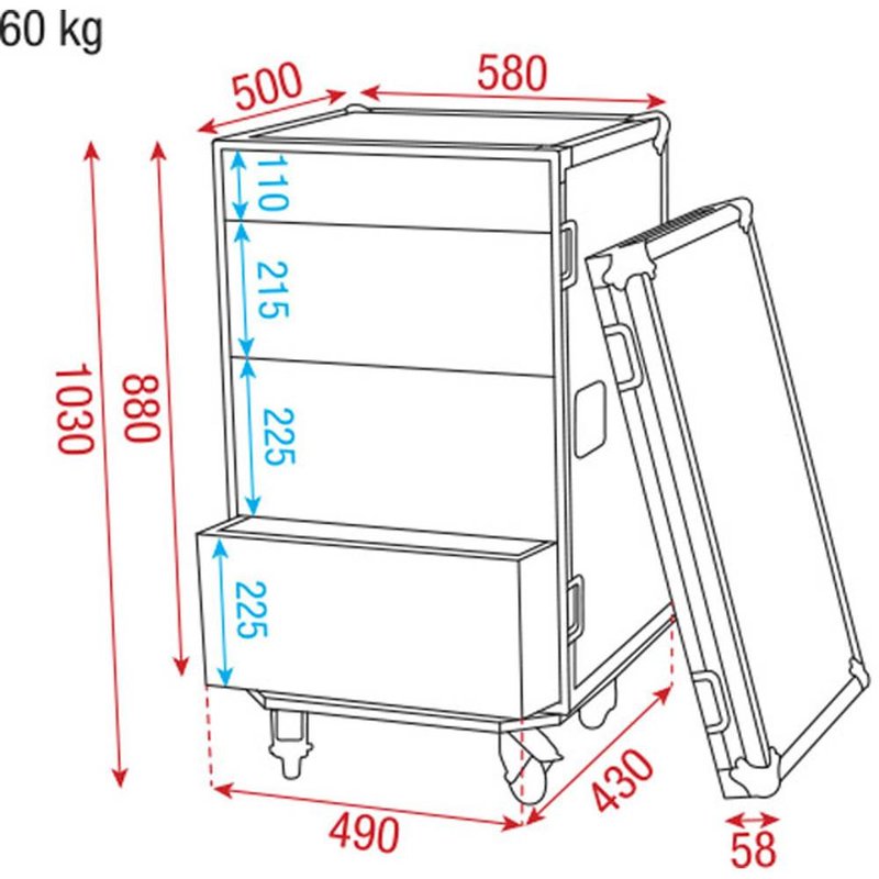 UCA-DRA2 Drawner case 16 HE laden flightcase