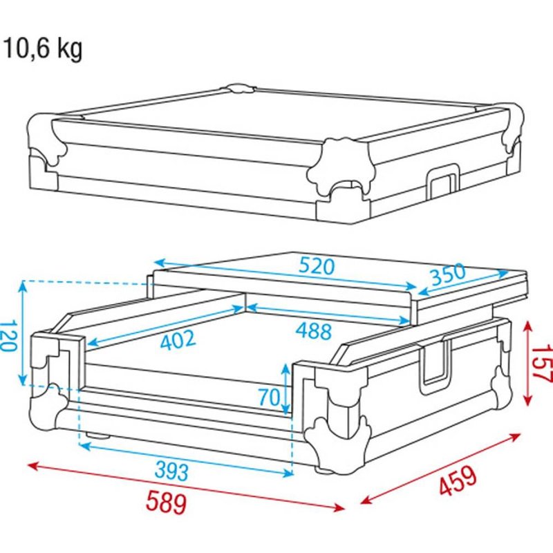 DCA-CON1 Flightcase voor 2-kanaals MIDI-controller