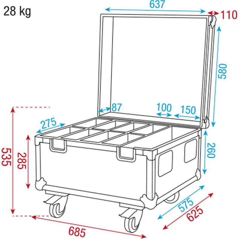 LCA-PAR3 Flightcase for 8x Compact Par