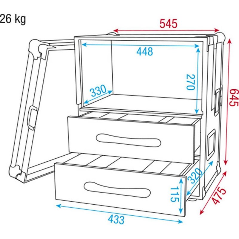 ACA-WMC2 Flightcase voor draadloze microfoons 6 HE
