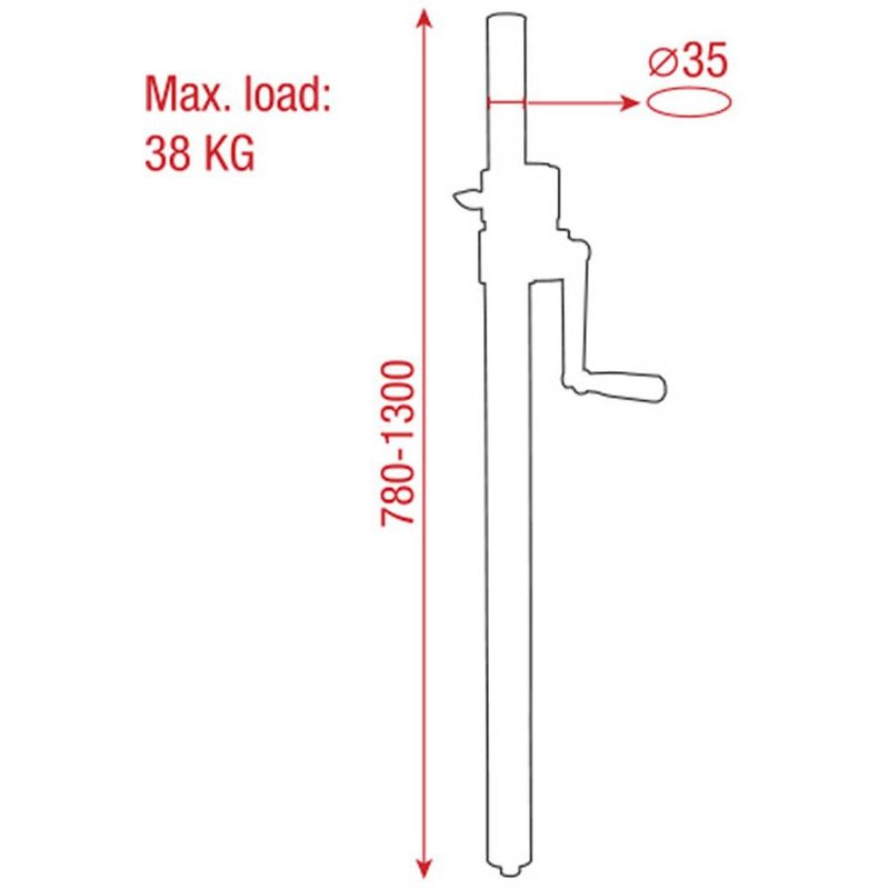 Wind-up tussenpaal met M20 schroefdraad