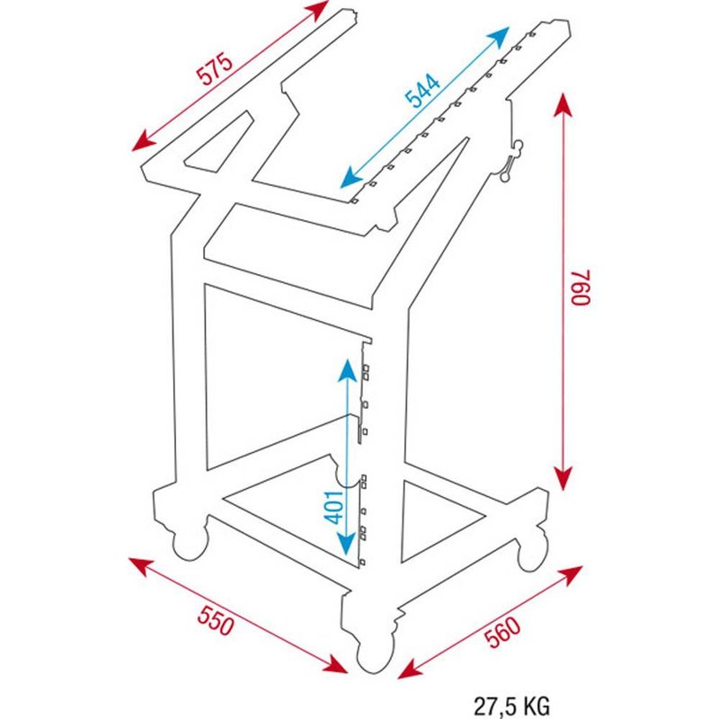 19 inch rackstand met instelbare bovenkant
