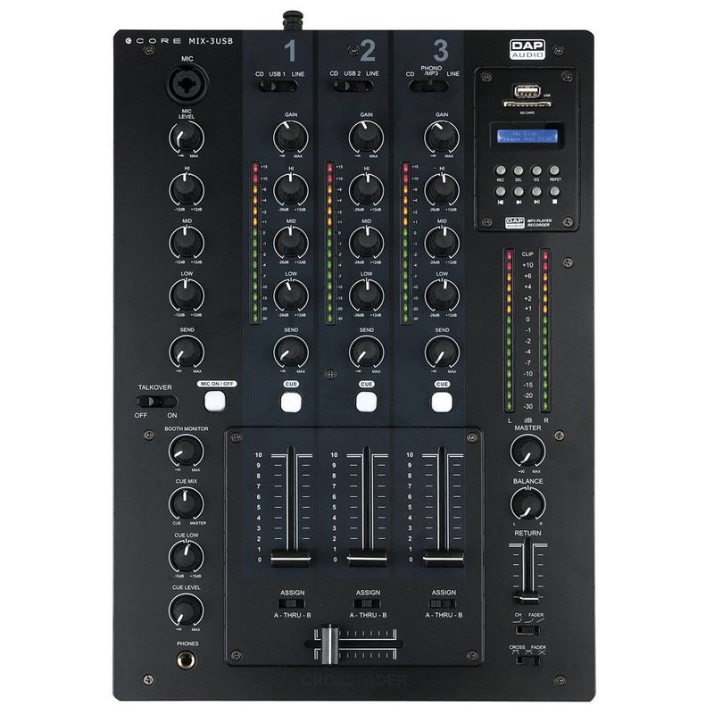 Core MIX-3 USB 3-kanaals dj mixer met USB interface