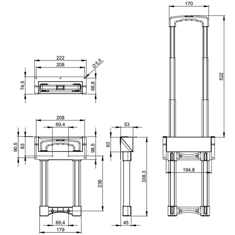 Uitschuif handvat groot met verzet zilver