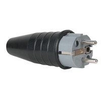 Showtec Rubber schuko stekker 230V/240V grijs Rubber schuko stekker 230V/240V grijs