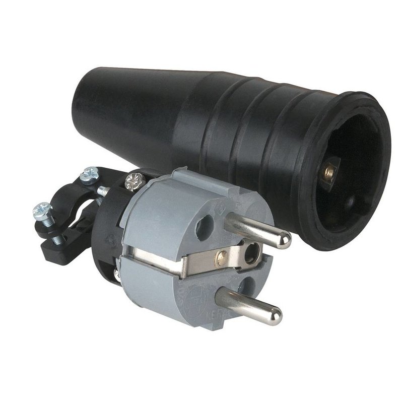 Showtec Rubber schuko stekker 230V/240V grijs Rubber schuko stekker 230V/240V grijs