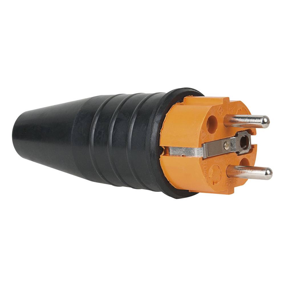 Showtec Rubber schuko stekker 230V/240V oranje afbeelding