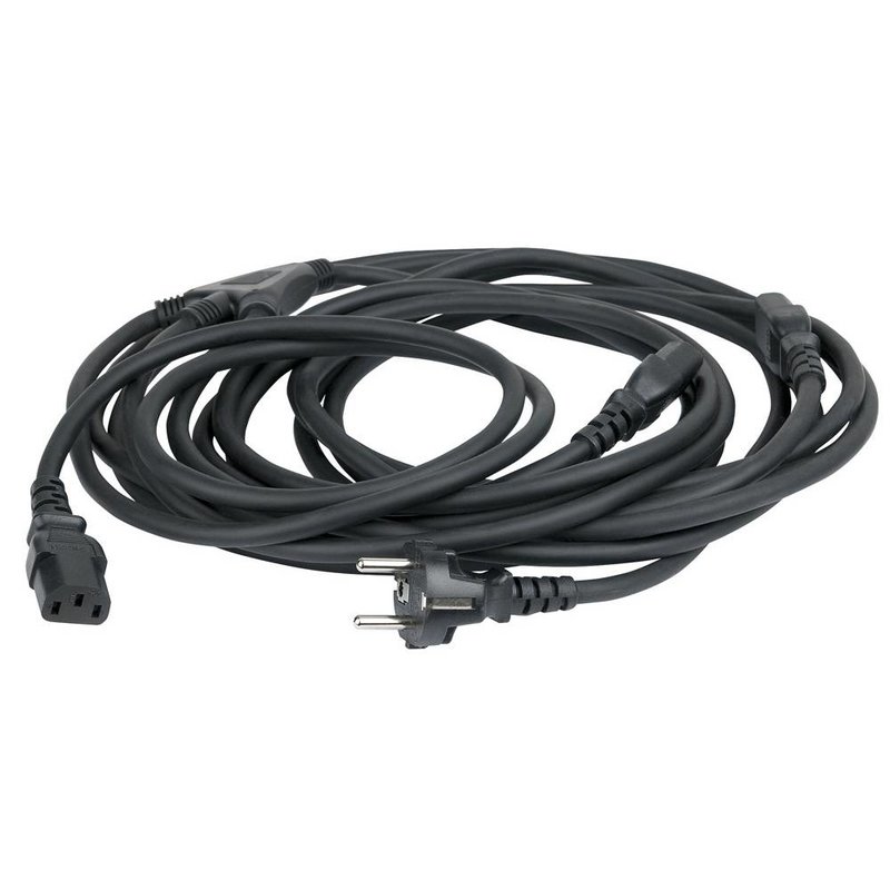 3-weg schuko naar euro IEC C13 splitkabel