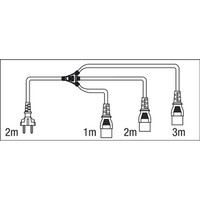 3-weg schuko naar euro IEC C13 splitkabel