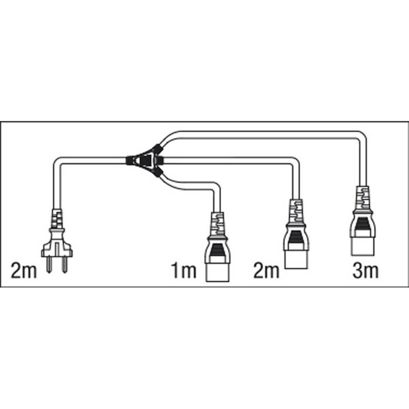 3-weg schuko naar euro IEC C13 splitkabel